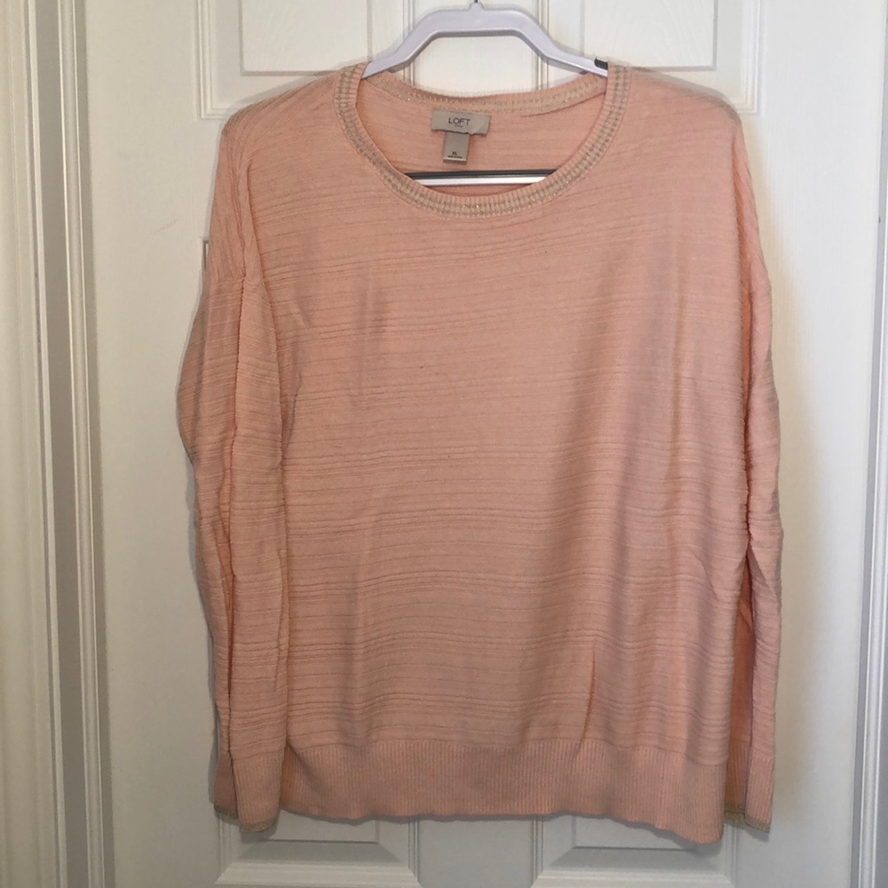Loft Outlet XL pink with gold trim sweater